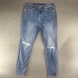 True Religion‎ Jennie Curvy Mid RIse Super Skinny Blue Jeans Womens 32 Denim